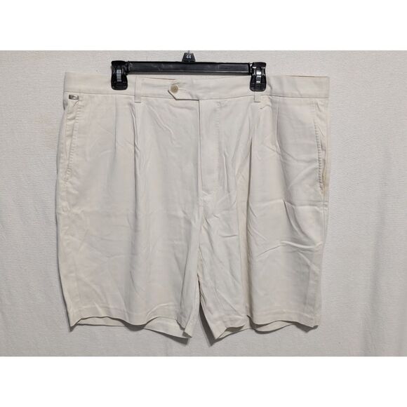 Tommy Bahama Pleated Casual Chino Silk Shorts Cream/Tan Men's Size 40 - Picture 2 of 7